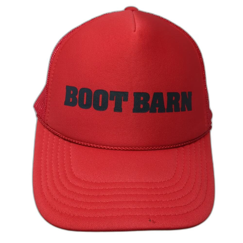 Boot Barn Trucker Hat Red One Size Mesh Back Snapback Foam Front Rope Brim West
